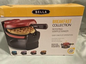 Bella Breakfast Collection Rotating Belgian Waffle Maker Red New In Box - Picture 1 of 5