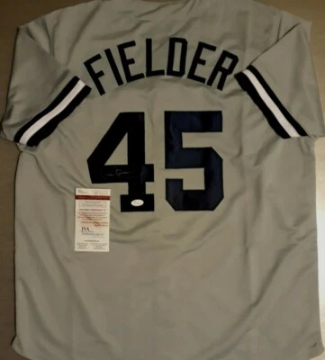 CECIL FIELDER  SIGNED  CUSTOM  XL  NEW YORK GRAY JERSEY, JSA COA #WP382672 - Image 1 of 4