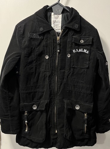 RHUDE Cappotto Velluto a coste Media Lunghezza Donna M Nero Full Zip Rude Ragazze Lois Combat