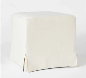 Lynwood Slipcover Cube Ottoman - Threshold™ designed with Studio McGee Cream - Picture 1 of 6