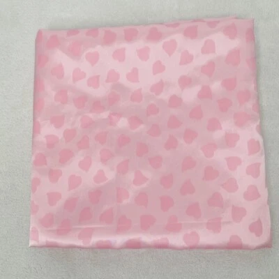 Vintage Pink Satin Tonal Hearts Fabric Silky Charmeuse Material 33x60 - Image 1 of 4