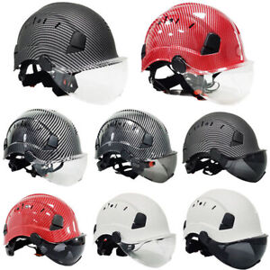 Hard Hat with Visor Carbon Fiber Cloth Construction Helmet Vent Safety Helmet