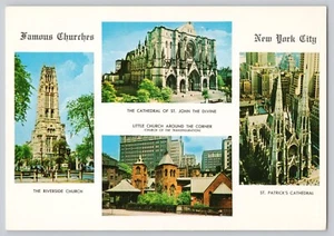 Famous Churches New York City Riverside Little St. Patrick's St. John Postcard - Picture 1 of 2