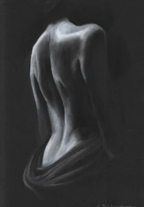 original painting 30 x 40 cm 183ZvK artwork watercolor pastel woman - Picture 1 of 4