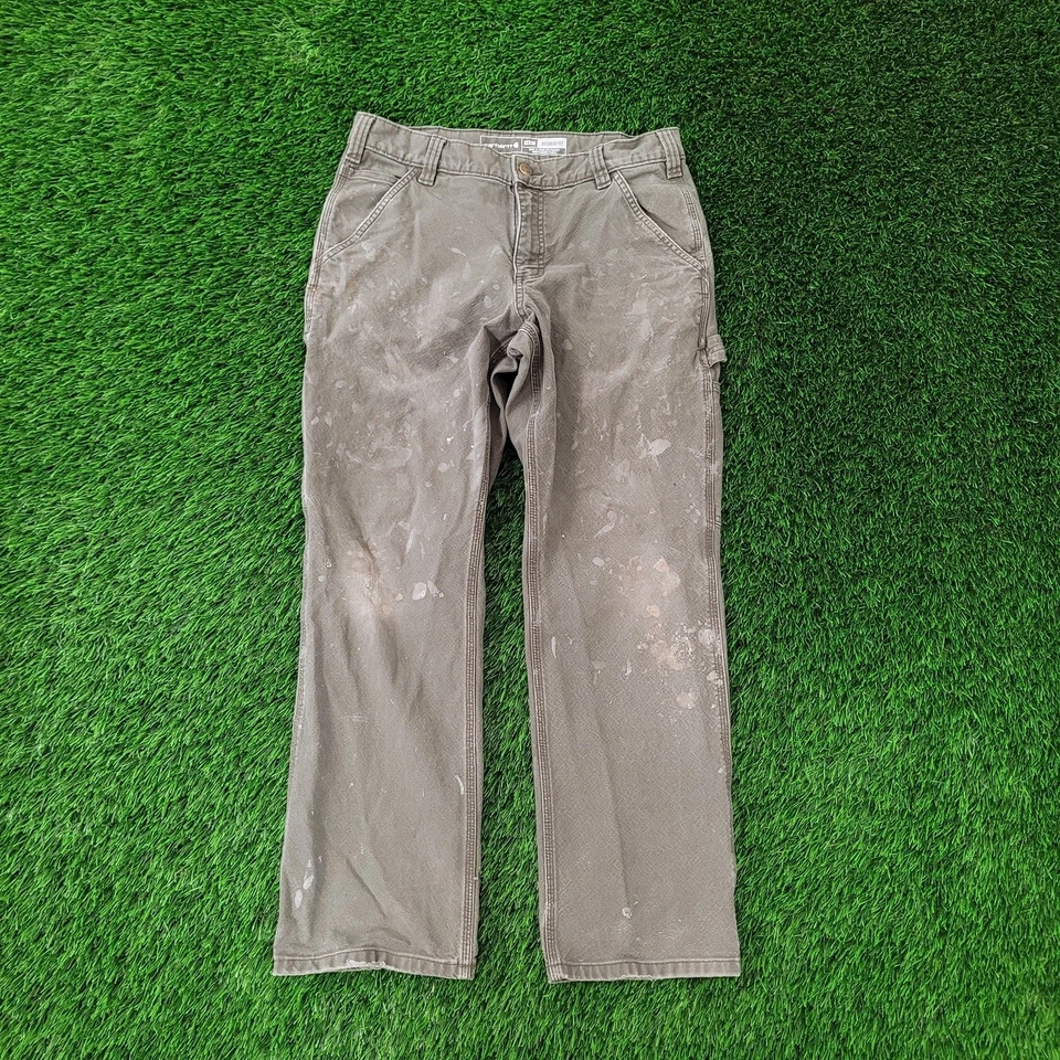 Carhartt Carpenter Baggy Pants 30x28 Distressed Faded Gray Rugged Flex  - Image 1 of 4