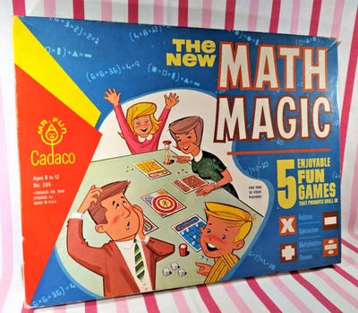 Vintage 1969 Cadaco The NEW Math Magic 5 Games to Promote Math Skills Age 8-12 - Image 1 of 4