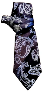 Sean John Herren 100 % importierte Seidenkrawatte Handarbeit blau marineblau Paisley-Design 58 x 3,5 - Bild 1 von 3