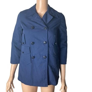 Vintage Polly Pepper Coat Girls Size 7 Navy Blue Faux Fur Lined - Picture 1 of 10
