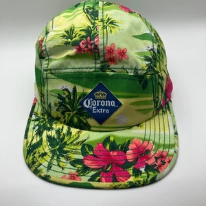 Corona Extra Floral Palm Tree Camp Hat 5 Panel Cap Beer Promo Adult Green Pink - Picture 1 of 10