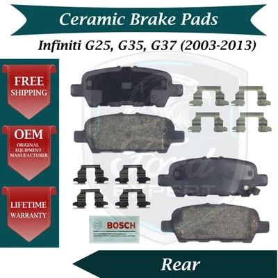 Bosch OEM Rear Ceramic Brake Pads Kit For 2003-2013 Infiniti G25 G35 G37 — 第 1/4 张图片