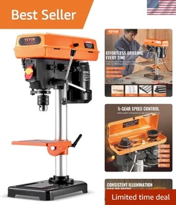 Trapano Pressa da Banco Versatile, Controllo 5 Velocità, Luce LED da Lavoro per Legno e Metallo - Foto 1 di 11