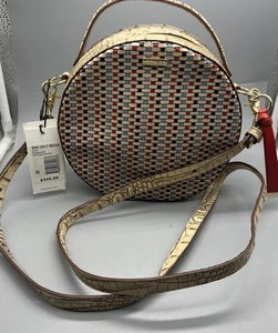 NWT $345 Brahmin Small Bowie Ridgemont Hand Woven Leather Round Crossbody Sand - Picture 1 of 15