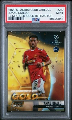 2020-21 Stadium Club Chrome UCL #AD Amad Diallo Rookie RC Gold /50 PSA 9 MINT - Image 1 of 2