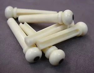 ALTER STIL KNOCHEN GITARRENBRÜCKE PINS MIT EBENHOLZPUNKT - Bild 1 von 4