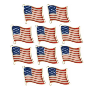 10 USA FLAG PINS 0.5" Lapel Pin United States America Tie Hat Badge Set Lot Ten - Picture 1 of 5