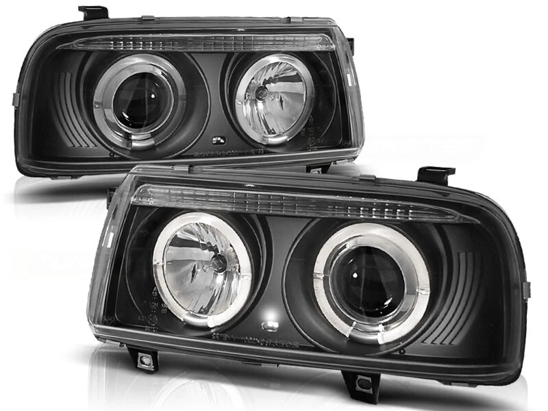 Angel Eyes Scheinwerfer Set für H1/H1 VW Vento BJ 01/92-08/98 Klar Schwarz - Bild 1 von 2