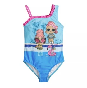 LOL Surprise Doll Bathing Suit Girls Size 6x One-piece Swimsuit Blue Pink Swim - Picture 1 of 2