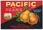Original PACIFIC pear crate label Pacific Fruit & Produce Co Seattle WA red blk