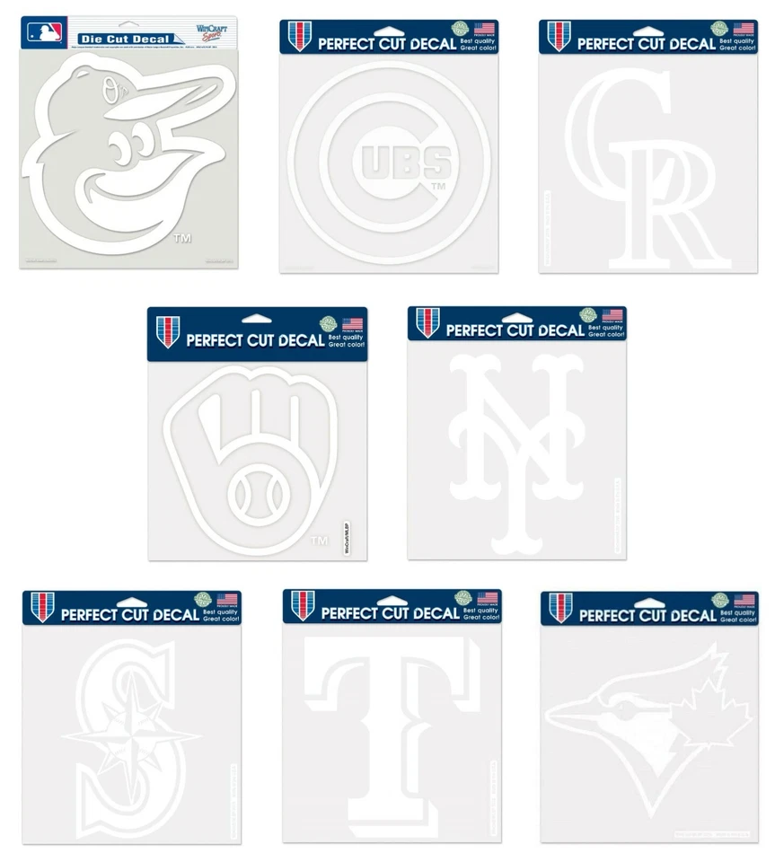MLB Assorted Teams "Logos" Wincraft 8" x 8" Clear Perfect Cut Decals NEW! - Image 1 of 1