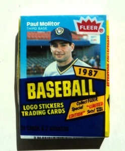1987 Fleer Baseball CELLO UNOPENED Pack Molitor - - Picture 1 of 2