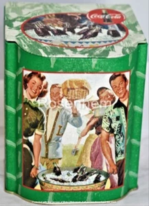 Coke Coca Cola Tin Trinket Box Hinged Top Picnic Tailgate Party Theme Soda Pop - Picture 1 of 7