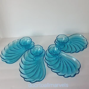 Vintage Hazel Atlas Capri Glas & Teller Snack Muschel Strand Haus Maritim -4 Sets - Bild 1 von 12
