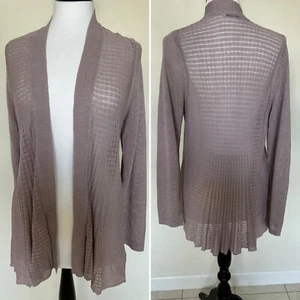 🩶M&S CLASSIC .. Dusted Lilac Longline Feinstrick Leinenmischung Cardigan Gr. 14🩶 - Bild 1 von 8