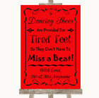 Czerwone buty do tańca Klapki Zmęczone stopy Spersonalizowany znak ślubny