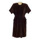 Robe vintage femme petite marron velours années 30 années 40 midi manches courtes fermeture éclair latérale LIRE