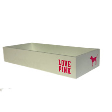 Victorias Secret Love Pink White Wooden Display Box Bin Crate 17x7