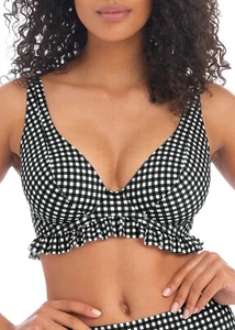 FREYA CHECK IN MONOCHROME UNDERWIRE HIGH APEX BIKINI TOP SIZE 30F / 8F - Picture 1 of 1