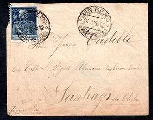 ITALIA, PEQUEÑO SOBRE AÑO 1926, DESDE SAN REMO A SANTIAGO CHILE (JUN291) - Imagen 1 de 2