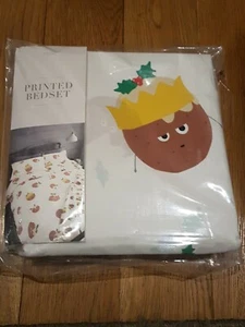 NEXT SINGLE DUVET COVER BED SET WITH CHRISTMAS PUDDING SMILEY FACES ALL OVER - Picture 1 of 4