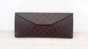 Gucci Eyeglass Case Brown Trifold Foldable Collapsable Logo Embossed Case Only - Picture 1 of 8
