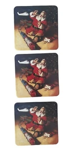 Vintage 1992 Coca Cola 3.5" Drink Coasters Santa Christmas Holiday Set of 3 - Picture 1 of 7