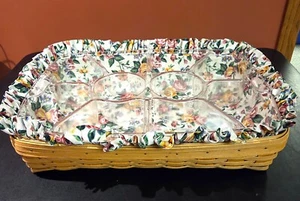 Cesta grande para servir azafata Longaberger con forro + divisor y protector de 10 vías - Imagen 1 de 7