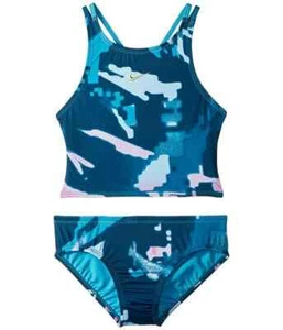 Nike L112356 Kids Glitch Spiderback Midkini Green Abyss Girl's Size M - Picture 1 of 2