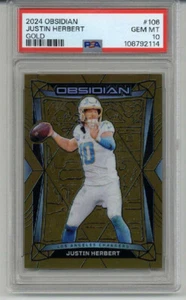 2024 Panini Obsidian Gold #106 Justin Herbert Card /10 Chargers PSA 10 LOW POP 1 - Bild 1 von 2