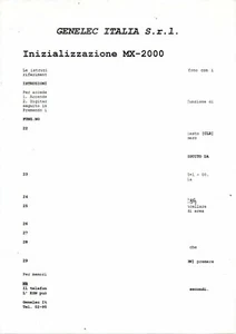 TABELLA DI PROGRAMMAZIONE ESN TELEFONO E-TACS - MAXON MX-2000 GENELEC ITALIA - Picture 1 of 1