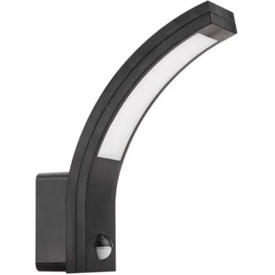 Outdoor Wall Light Curved Arc 10W LED PIR Motion Sensor Black IP54 Security Lamp - Image 1 of 4