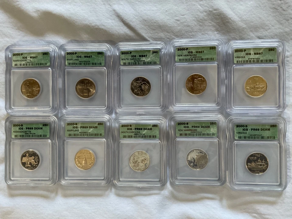 Year 2000 United States mint state quarters a lot of 10 graded by ICG - Image 1 of 4
