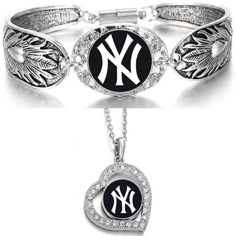 New York NY Yankees Sterling Silver Necklace With Bracelet Set D3D19 Cover