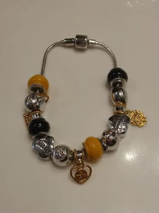 Bradford Exchange Pittsburgh Steelers 13 Charm Bracelet 8 Inches - Picture 1 of 4