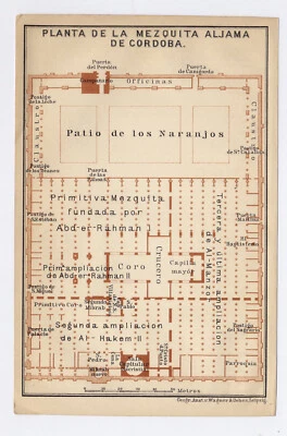 MAPA ANTIGUO ORIGINAL DE MEZQUITA-CATEDRAL DE CÓRDOBA / ANDALUCÍA / ESPAÑA 1898 Foto 1 de 3