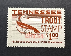 WTDstamps - 1957 TENNESSEE - Lot4 - State Trout Fishing Stamp - NG - Picture 1 of 2