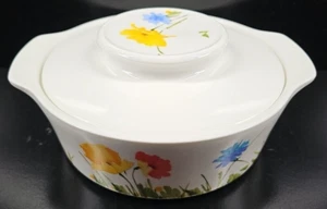 Mikasa Uptown Round Covered Casserole & Lid Set Vintage Floral Ultra Ceram Retro - Picture 1 of 24