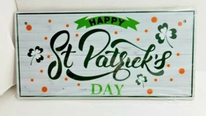 Happy St Patrick's Day Wood Sign 3.9" x 7.8" - Picture 1 of 6