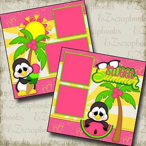 SWEET SUMMER - 2 Premade Scrapbook Pages - EZ Layout 2119  - Picture 1 of 4