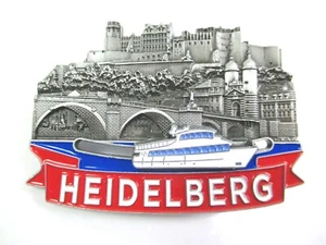 Heidelberg Schloss Magnet Metall Souvenir mit Schiff Schieber Souvenir Germany - Picture 1 of 5