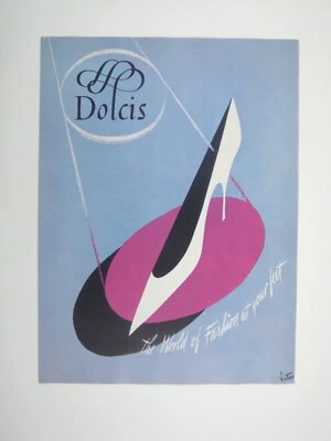 Zapato de tacón alto Dolcis 1959 vintage con estampado de anuncios de moda mediados de siglo moderno MOD Foto 1 de 2